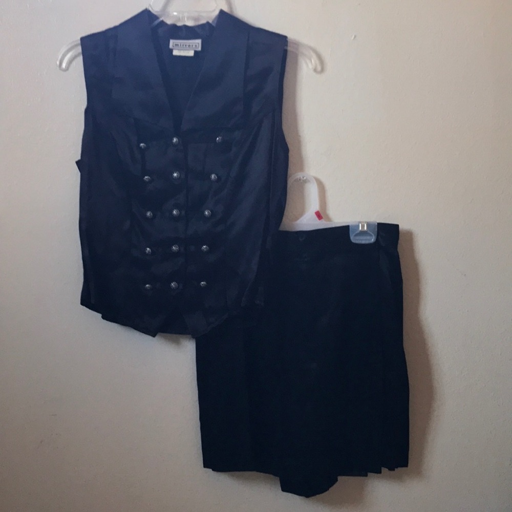 Satin black 2 piece outfit